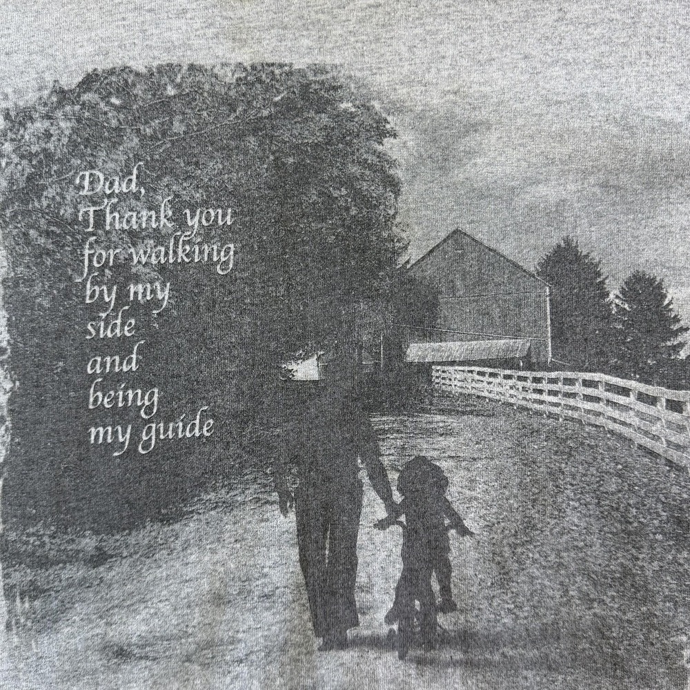 Y2K Dad Thank You Walking By My Side Shirt Mens XL Gray Fathers Day Tee T-Shirt - Picture 2 of 9